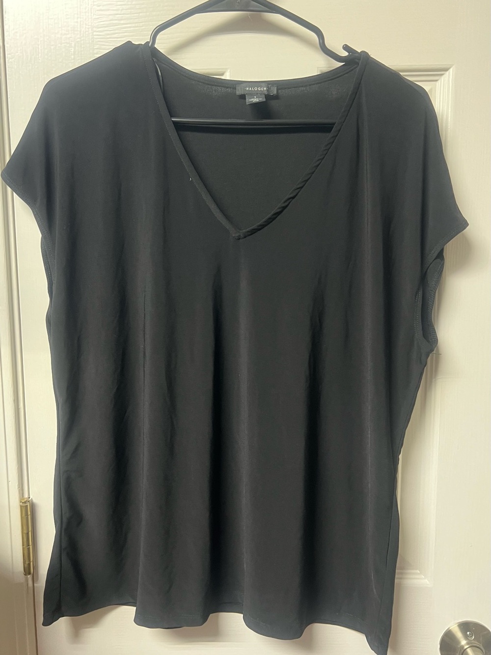 Halogen Black V-Neck Short Sleeve Blouse